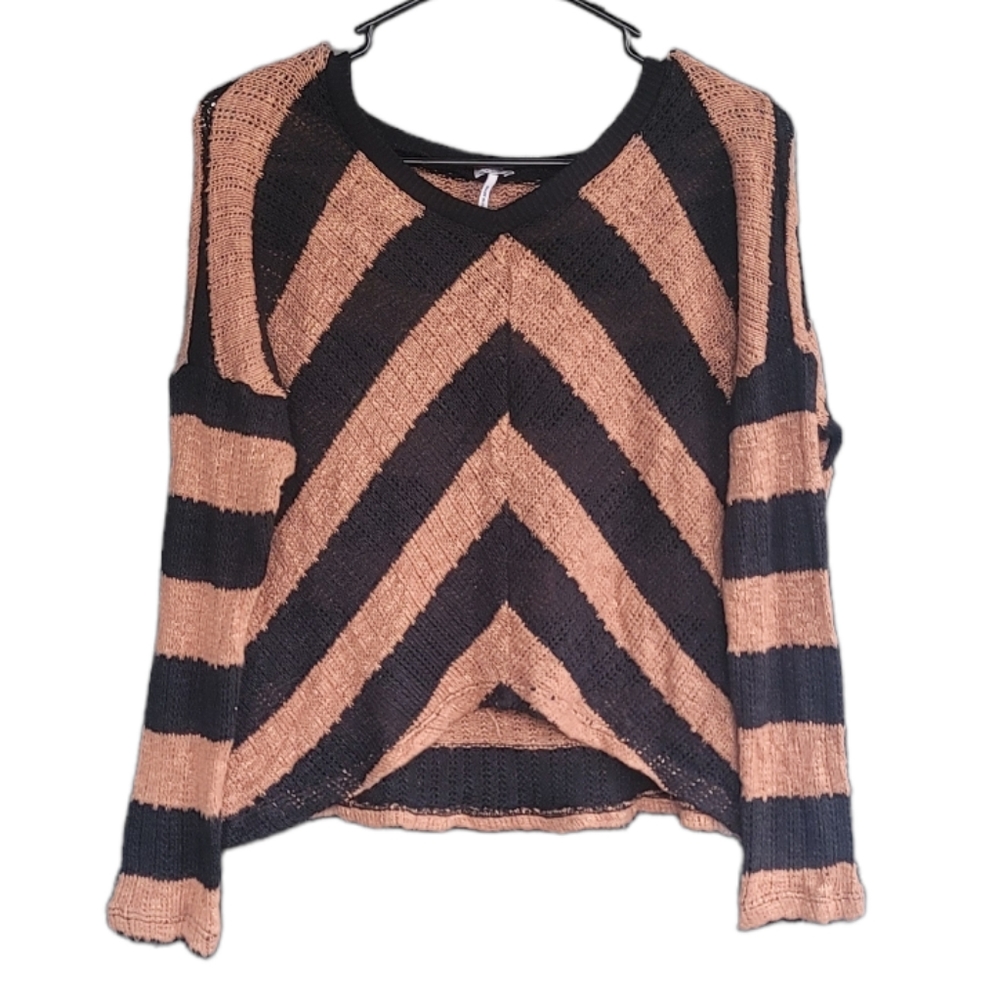Splendid Brown Black Cheron Knit Sweater XS